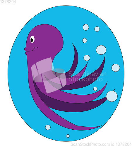 Image of Octopus in water tank, vector or color illustration.