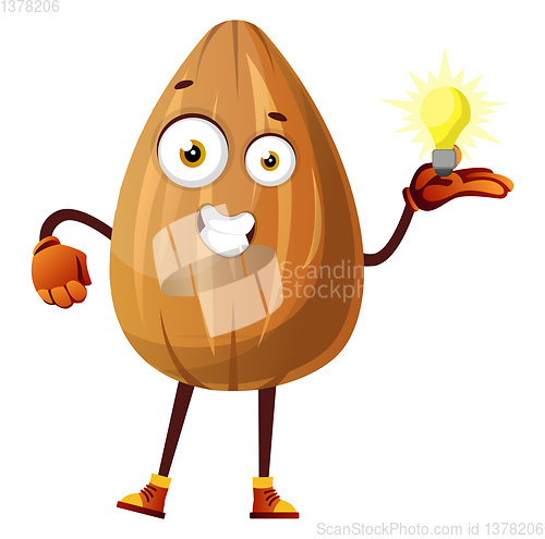 Image of Almond has a brilliant idea, illustration, vector on white backg