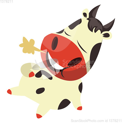 Image of Cow is chilling, illustration, vector on white background.