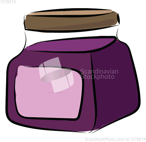 Image of A purple jam in a glass jar, vector or color illustration.