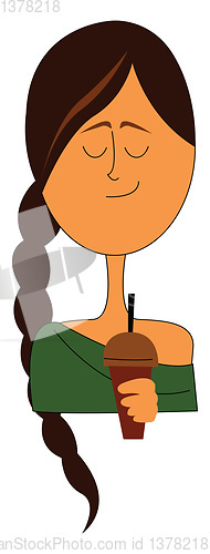 Image of Girl with coffee, vector or color illustration.
