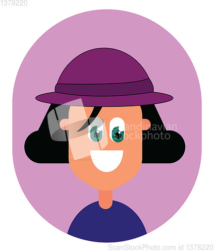 Image of Girl with pink hat, vector or color illustration.