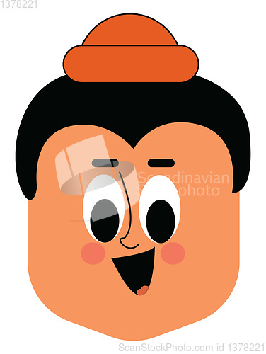 Image of A kid with orange hat, vector or color illustration.