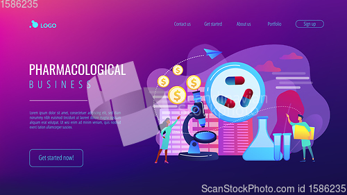 Image of Pharmacological business concept landing page.