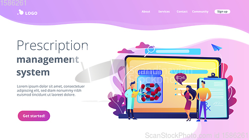Image of Online prescription system concept landing page.