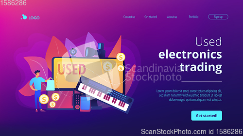 Image of Used electronics trading concept landing page.