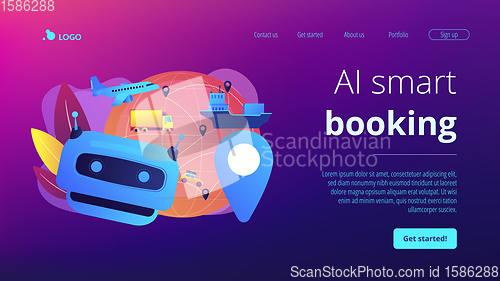 Image of AI in travel and transportation concept landing page.