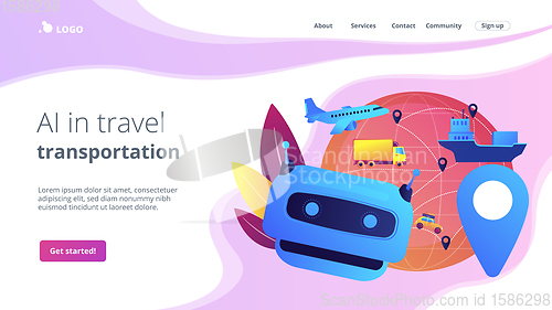 Image of AI in travel and transportation concept landing page.