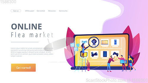 Image of Online flea market concept landing page.