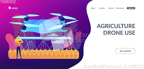 Image of Agriculture drone use concept landing page.