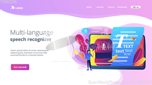 Image of Speech to text concept landing page