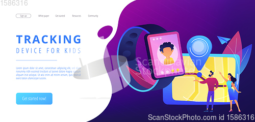 Image of GPS kids tracker concept landing page.