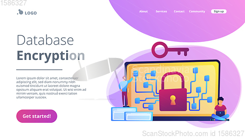 Image of Cryptography and encryption concept landing page.