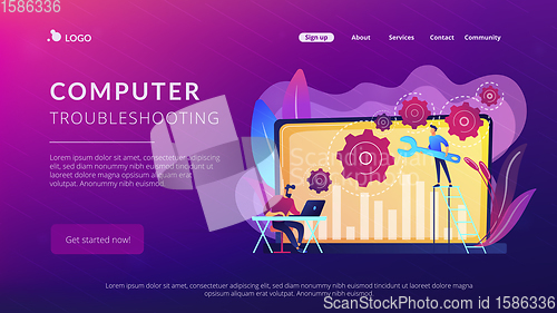 Image of Computer troubleshooting concept landing page.