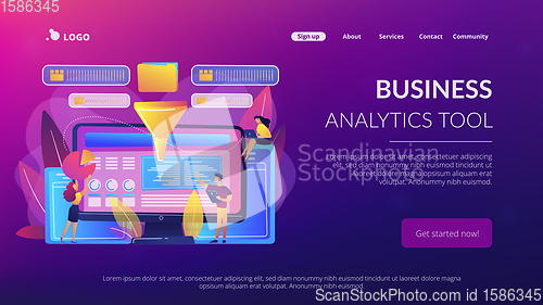 Image of Business intelligence dashboard concept landing page.