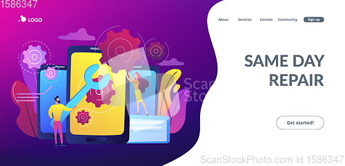 Image of Smartphone repair concept landing page.