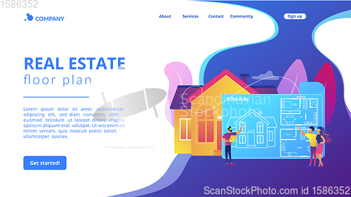 Image of Real estate floor plan concept landing page