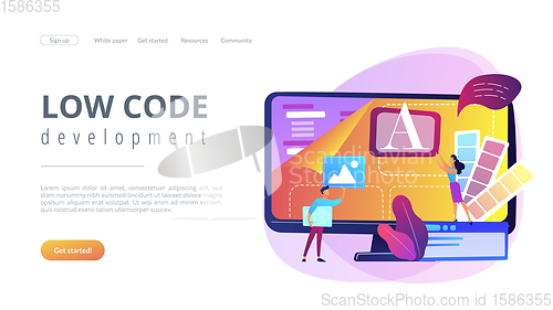 Image of Low code development concept landing page.