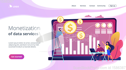 Image of Data monetization concept landing page.