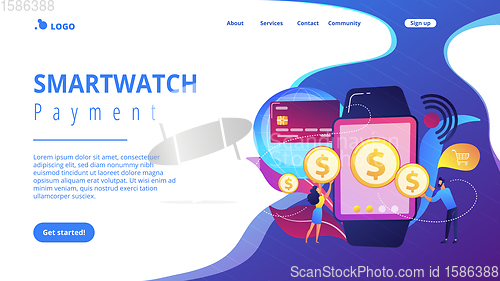 Image of Smartwatch payment concept landing page.