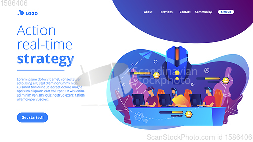 Image of Multiplayer online battle arena concept landing page.