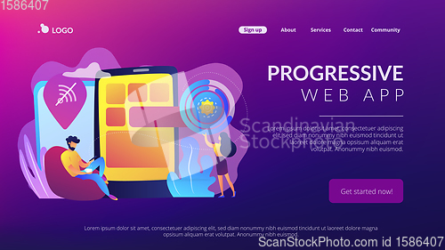 Image of Progressive web app concept landing page.