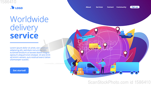 Image of Global transportation system concept landing page.