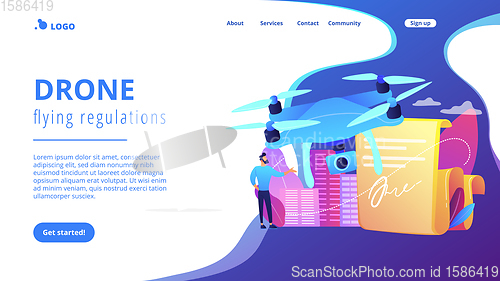 Image of Drone flying regulations concept landing page.