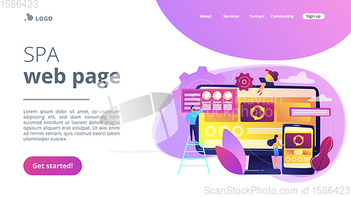 Image of Single page application concept landing page.