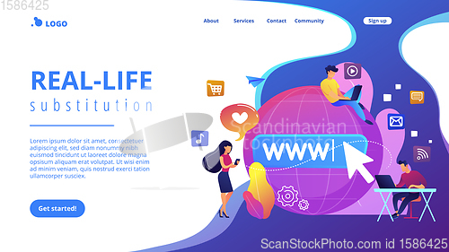 Image of Internet addiction concept landing page.