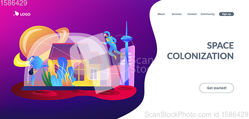 Image of Space colonization concept landing page.