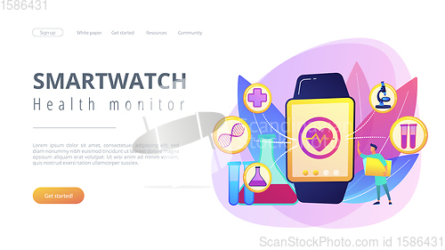 Image of Smartwatch health tracker concept landing page.