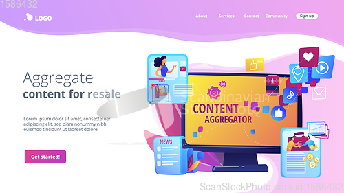 Image of Content aggregator concept landing page
