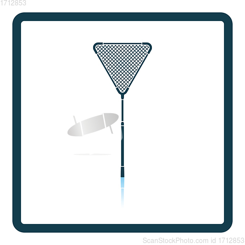 Image of Icon of Fishing net  on gray background, round shadow