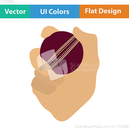 Image of Hand holding cricket ball icon