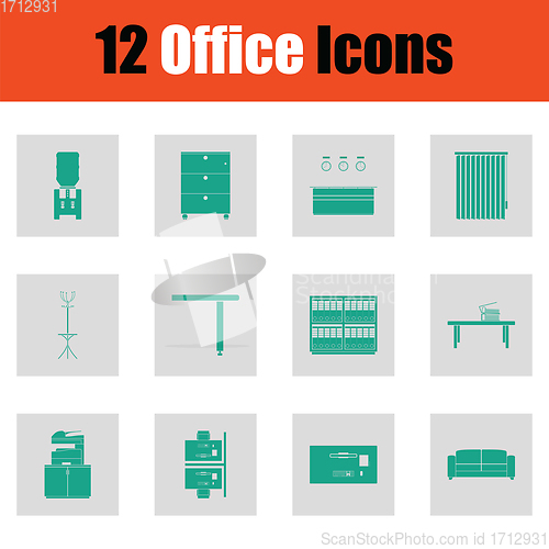 Image of Office furniture icon set