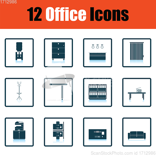 Image of Office furniture icon set