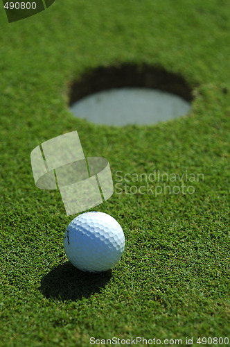 Image of Golf ball close to the hole