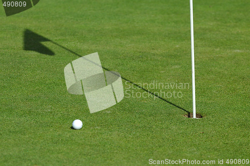 Image of golf ball on green course