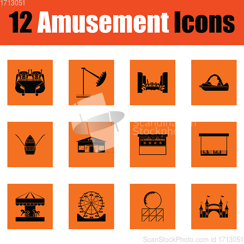 Image of Amusement park icon set