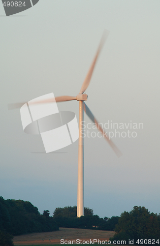 Image of windturbine on sunset light