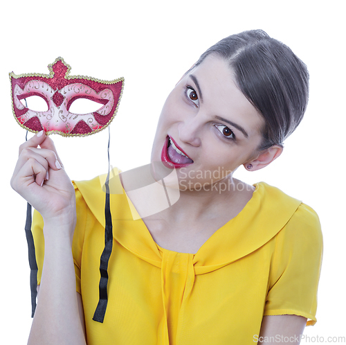 Image of Portrait of a Young Woman with a Mask