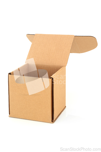 Image of Cube Shaped Cardboard Box with Open Lid