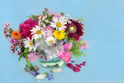 Image of English Summer Flower Herb and Wildflower Arrangement