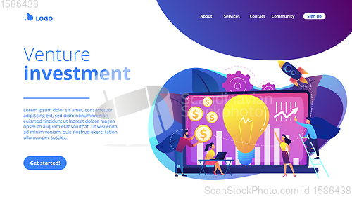 Image of Venture investment concept landing page.