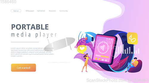 Image of Smartwatch player concept landing page.