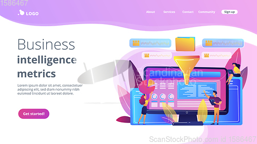 Image of Business intelligence dashboard concept landing page.