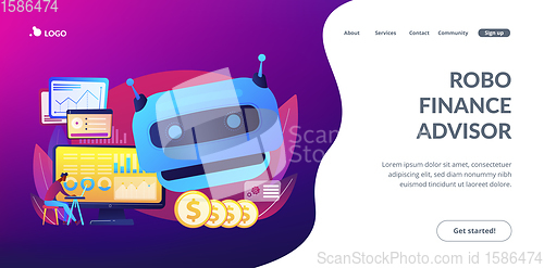 Image of Artificial intelligence in financing concept landing page.