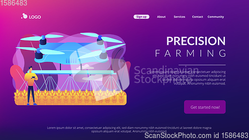 Image of Agriculture drone use concept landing page.