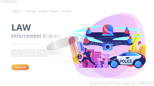 Image of Law enforcement drones concept landing page.